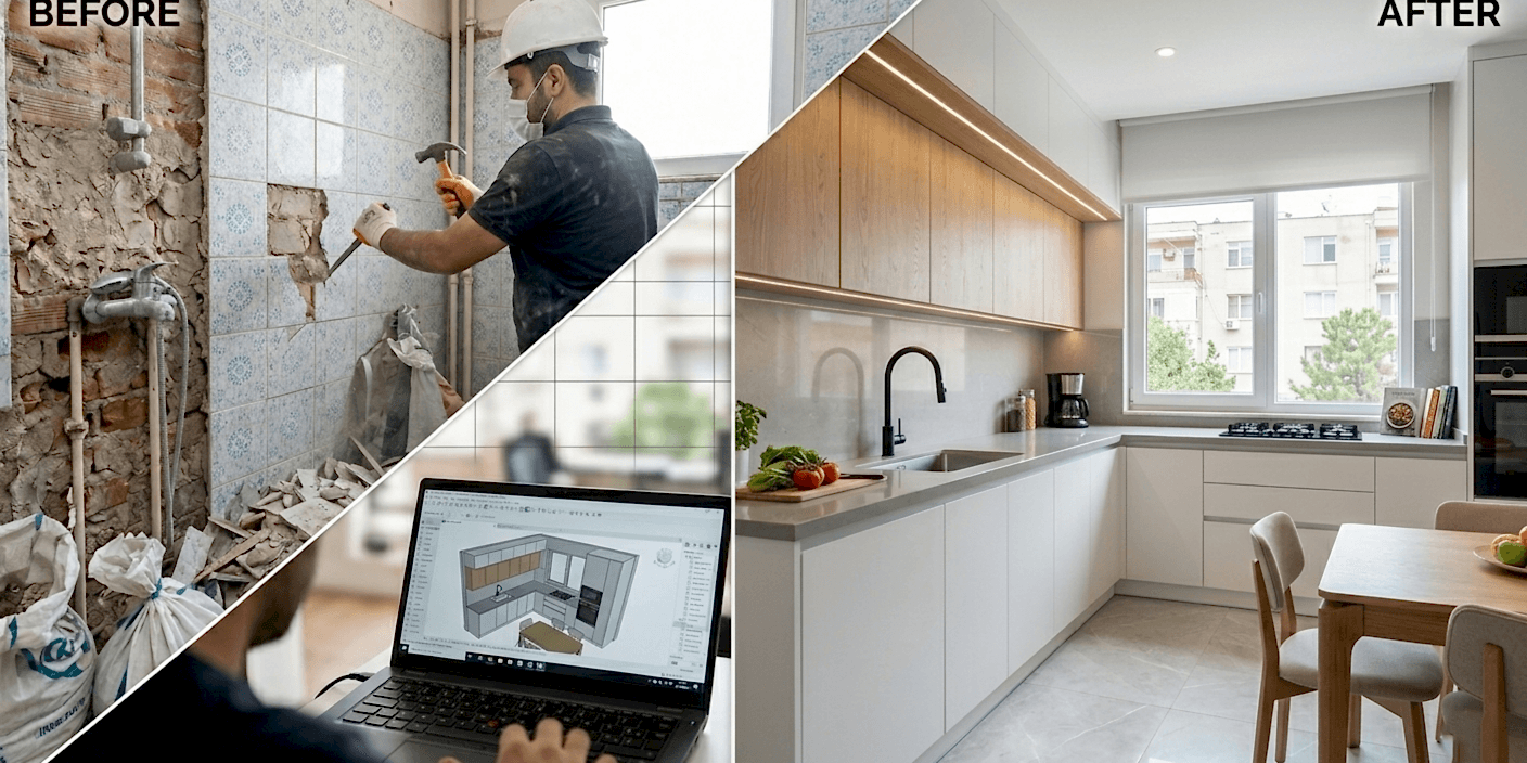 Bornova dekorasyon - mutfak tadilatı - mutfak yenileme